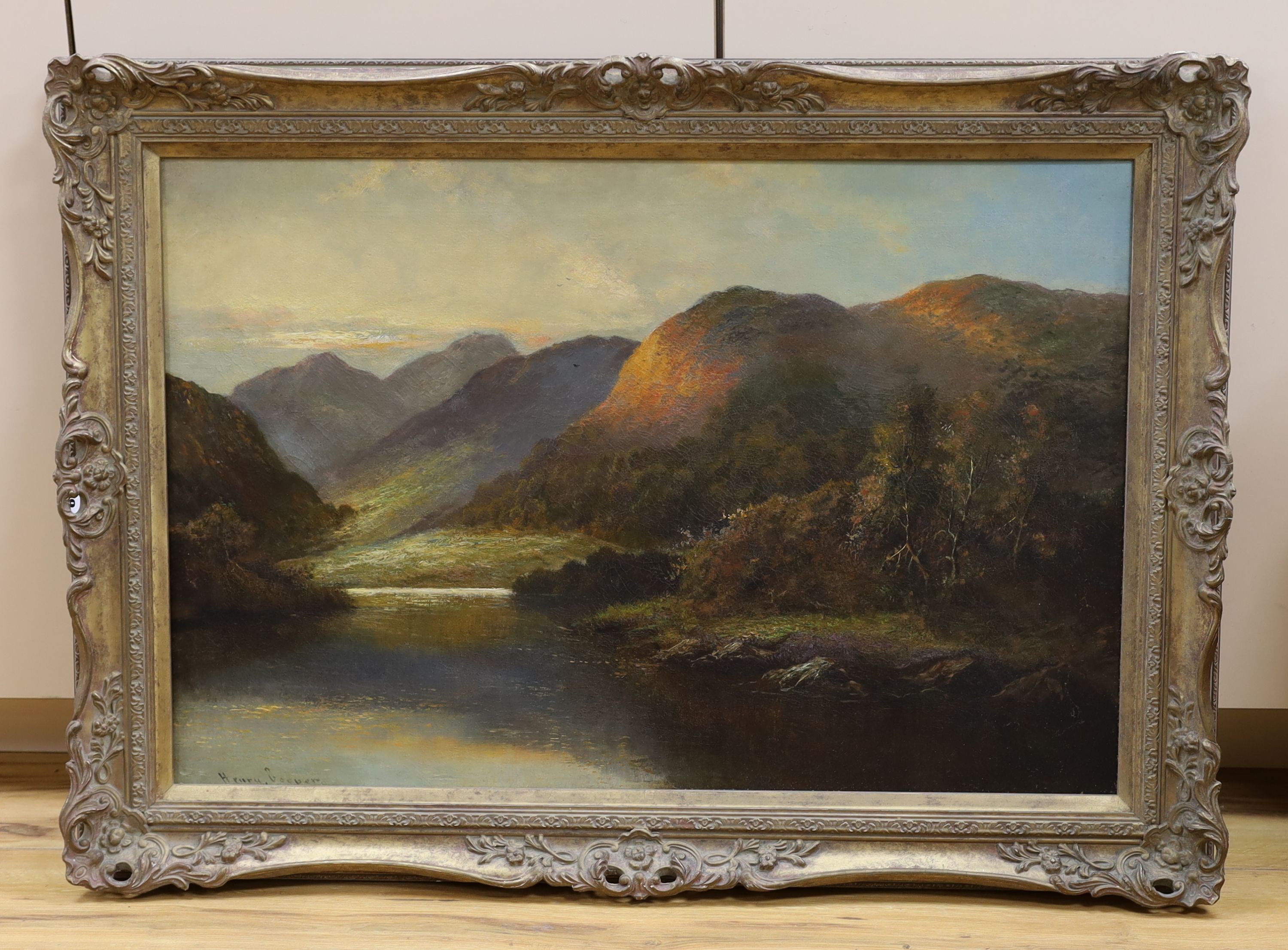 Henry Cooper (fl.1910-1935), oil on canvas, Loch scene, signed, 49 x 74cm